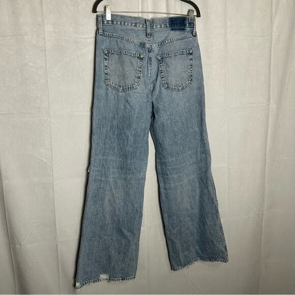 AMO Denim Frida Wide Leg Distressed Blue Jeans Size 28 - Picture 2 of 8